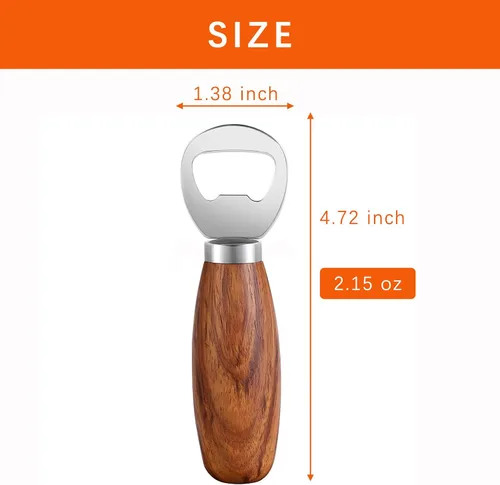 Miniatura 7 de GREATLINK Abrebotellas de cerveza personalizado con mango de madera, bonito abridor de mano de madera para latas de soda, abrebotellas de sidra
