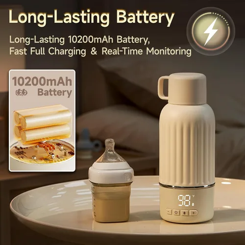 Miniatura 5 de Snow Bear - Calentador de biberones portátil para viajes, calentamiento rápido en 2.5 minutos para leche materna y fórmula, batería de 10200mAh