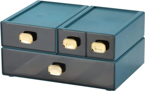 Miniatura 10 de Amplios cajones de escritorio, organizador de escritorio apilable, caja de almacenamiento de plástico para oficina, escuela y suministros para el 4