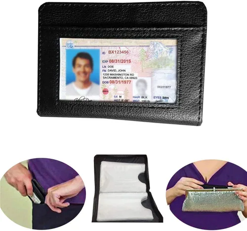 Miniatura 6 de Cartera de piel con bloqueo RFID para hombres y mujeres con cremallera, gran capacidad de almacenamiento, Marrón, Negro