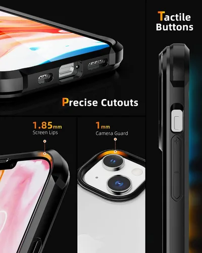 Miniatura 2 de CaseBorne R - Funda compatible con iPhone 14 / iPhone 13, transparente a prueba de golpes, grado militar, probada en caídas de 12 pies, marco