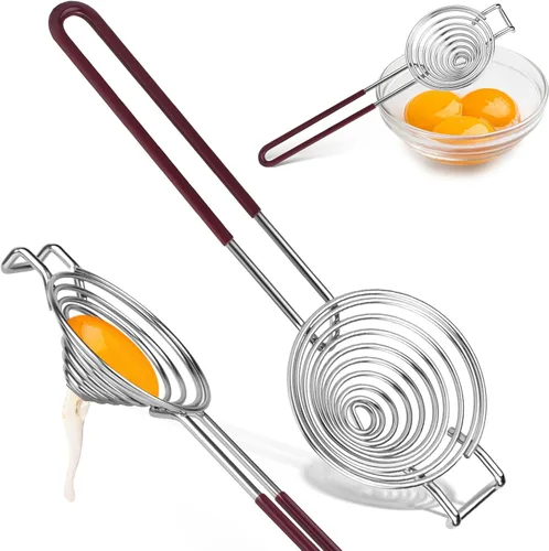 Separador de huevos de acero inoxidable,Herramienta separadora de yema de huevo y blanco con mango largo,Separador de huevos con filtro de