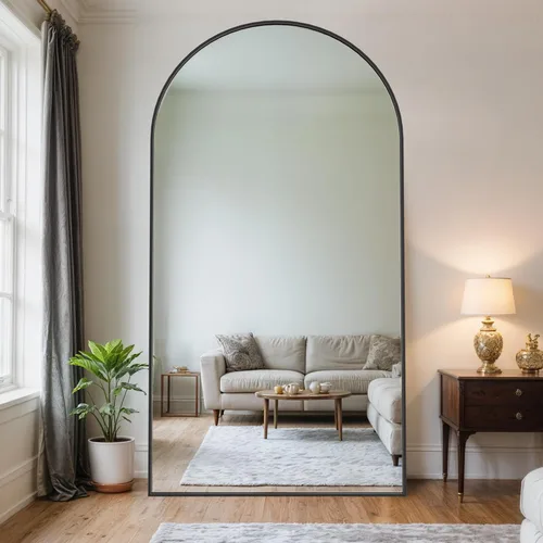 Miniatura 10 de Espejo de longitud completa, espejo arqueado de cuerpo completo de 59 x 18 pulgadas, espejos grandes de pie para dormitorio, baño, sala de estar