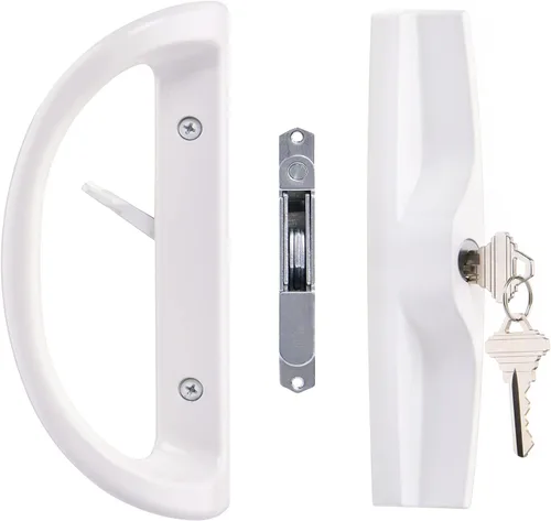 Juego de manijas para puerta corrediza de patio con cilindro de llave y cerradura de mortaja, juego completo de cerradura de manija de repuesto que