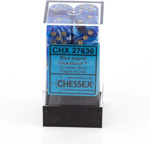 Miniatura 3 de DND - Juego de dados Chessex D&D de 0.630 in, juego de dados poliédricos de plástico azul y dorado, Dungeons and Dragons, incluye 12 dados – D6