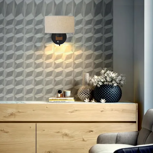 Miniatura 6 de DUHU Aplique de pared LED redondo, lámpara de pared de cemento gris cableada, lámpara de pared minimalista con diseño de acabado elegante