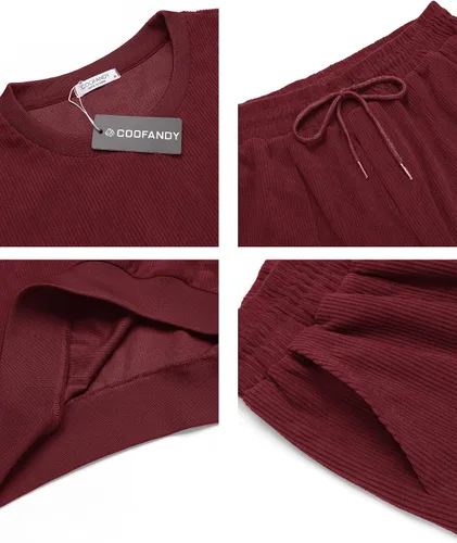 Miniatura 62 de COOFANDY Conjunto deportivo de 2 piezas para hombre, sudadera de manga larga, sin botones, para deportes, casual, fitness, trotar