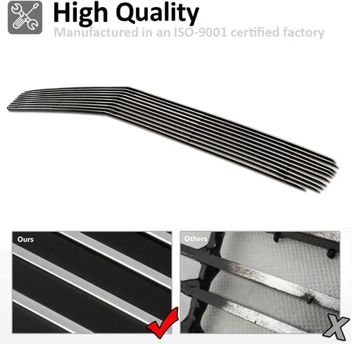 Miniatura 4 de Se adapta a Chevy Camaro SS V8 2010-2013 parachoques delantero de aluminio sólido cromado rejilla de inserción de perno sobre la rejilla