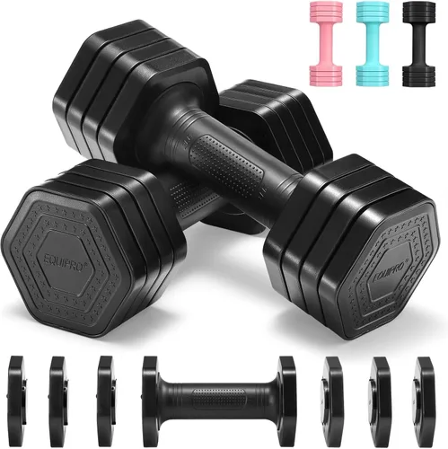 Miniatura 9 de EQUIPRO Adjustable Dumbbell Set, 4 in 1 Free Weights Dumbbells Set for Women, Weights for Women at Home, 2lb 3lb 4lb 5lb with TPU Soft Rubber Handle