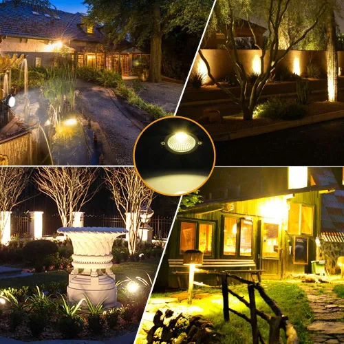 Miniatura 5 de Romwish Focos LED de paisaje de 120 V, focos exteriores de 10 W para patio, luz blanca cálida de 3000 K, luz de punto de 120 V CA con pico