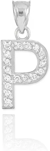 Miniatura 19 de Claddagh Gold . Collar con colgante de letra inicial de plata de ley 925 con circonita cúbica - Elección de tamaños
