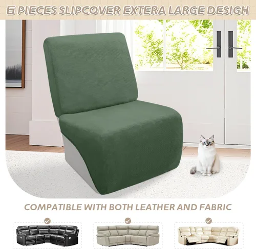 Miniatura 132 de Arfntevss Fundas de sofá seccional reclinable de terciopelo, Funda de sofá seccional de esquina para sofá reclinable, Funda elástica suave