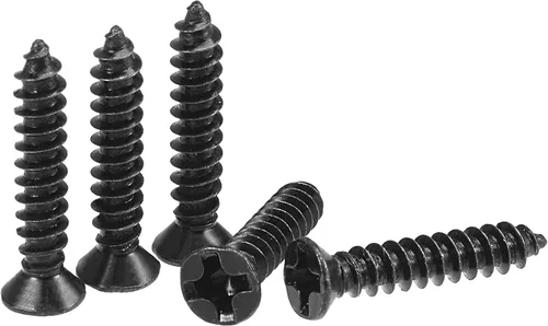 Miniatura 18 de uxcell M3.5 x 12mm Tornillos para madera con cabeza plana Phillips de acero al carbono autorroscantes negros 200 piezas