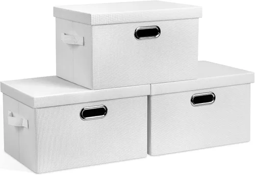 Miniatura 35 de Graciadeco Contenedores de almacenamiento plegables grandes de 17 pulgadas y 36 cuartos de galón con tapas, paquete de 3 cajas de almacenamiento