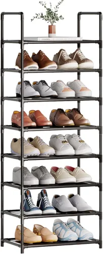 Miniatura 3 de Zapatero alto de 8 niveles para armario, entrada, estante de zapatos ajustable, resistente y duradero, organizador de zapatos estrecho