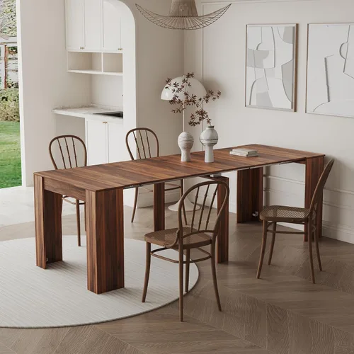 Miniatura 11 de SSLine Mesa de comedor rectangular extensible de 35 a 118 pulgadas, mesa de reuniones de conferencias súper larga para 6, 8, 12 personas, mesas