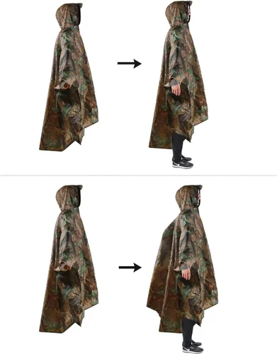Miniatura 7 de REDCAMP Poncho de lluvia impermeable con capucha y brazos para acampar y senderismo