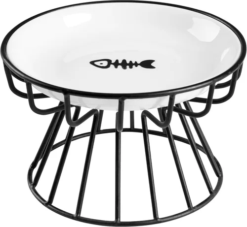 Cuencos para gatos Wellbro, cuenco elevado para gatos, plato elevado de cerámica con soporte de metal, estación de alimentación de agua o comida
