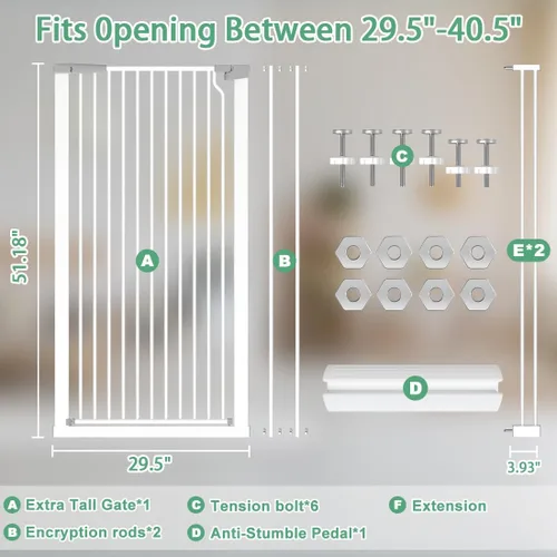 Miniatura 3 de Puerta para mascotas extra alta de 51.18 pulgadas de alto, puertas de seguridad de cierre automático para cocina, sala de estar, puertas, pasillo