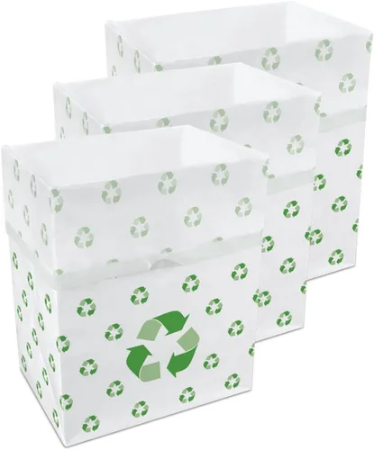 Clean Cubes Botes de basura desechables de 13 galones (paquete de 3) con bolsas bajas, contenedores plegables de basura y reciclaje para fiestas,