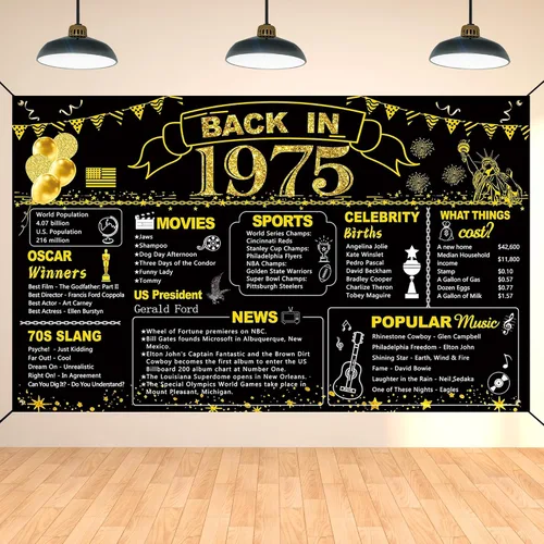 Miniatura 15 de DARUNAXY 100 cumpleaños de oro negro decoración de fiesta, pancarta de "Back in 1926" póster de fiesta de 100 años suministros, 6x3.6 pies gran