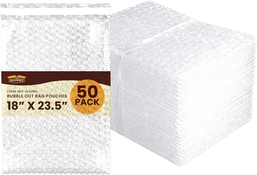 Miniatura 14 de The Boxery 3x5" Clear Self-Sealing Bubble Out Bag Pouches -50 Pack- Bubble Cushion Wrap Bags for Packing, Storage, Moving, and Shipping fragile items