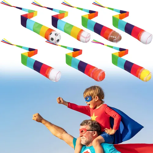 Leyndo 7 pelotas de 26 pulgadas para lanzar y atrapar con cola de arco iris, divertidas bolas de cometa coloridas para deportes, juegos en