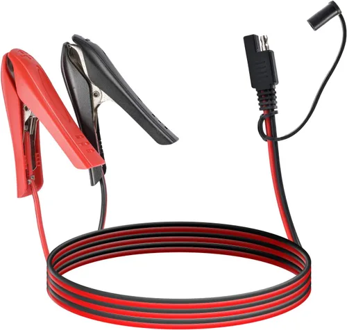 Miniatura 5 de [Versión actualizada] Abrazaderas de cocodrilo con clip de batería de 3.2 pies al conector SAE, cable de extensión de cargador solar de 14