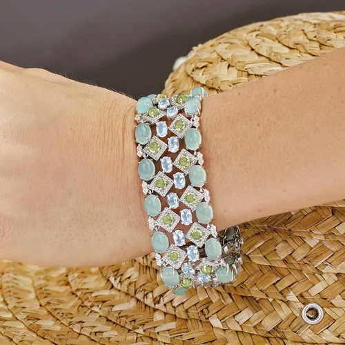 Miniatura 4 de Ross-Simons 84.80 qt. T. W. Pulsera de piedras preciosas múltiples en plata de ley