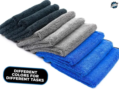 Miniatura 4 de (9 paquetes) THE RAG COMPANY 16 pulgadas x 16 in. Toallas para detalles de auto, de microfibra de felpa, doble pila profesional 70/30 mezcla 420