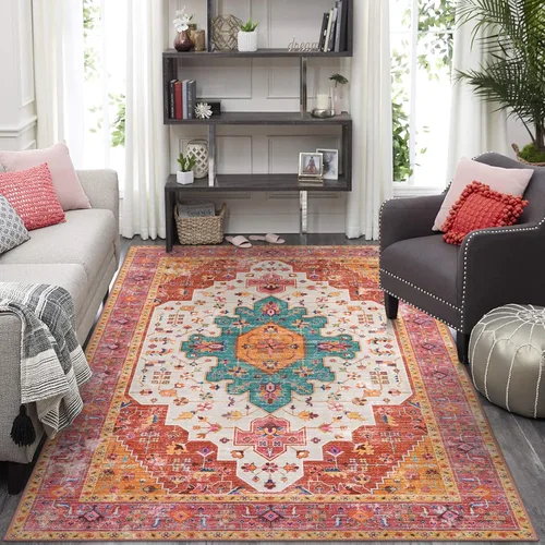 Miniatura 6 de Moynesa - Alfombra ultrafina rosa de 9x12 - Grandes alfombras de dormitorio para sala de estar, alfombra antideslizante y sin desprendimiento