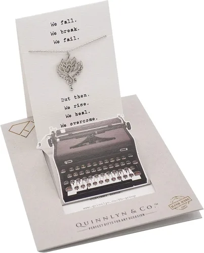 Miniatura 7 de QUINNLYN & CO. Phoenix Om - Collar con colgante de flor de loto, regalos hechos a mano para mujeres con cita inspiradora en tarjeta de felicitación