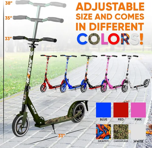 Miniatura 6 de Hurtle Renegade Kick Scooter for Kids, Teenagers & Adults - 2-Wheel Folding Scooter with Adjustable T-Bar Handlebar - Alloy Anti-Slip Deck Camouflaje