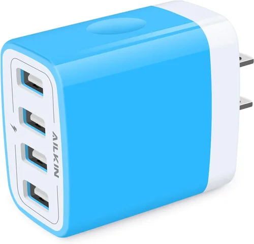 Miniatura 10 de Cargador de pared, adaptador de cargador USB, estación de carga rápida AILKIN 4.8A, 4 puertos múltiples, bloque de base de alimentación, enchufe