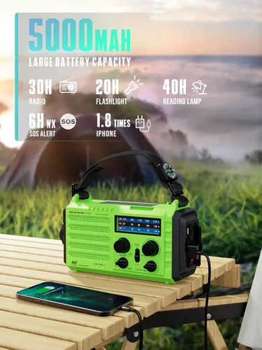 Miniatura 6 de ROCAM CR1009 Radio de emergencia con manivela y radio meteorológica 1009 Pro con pantalla LCD grande