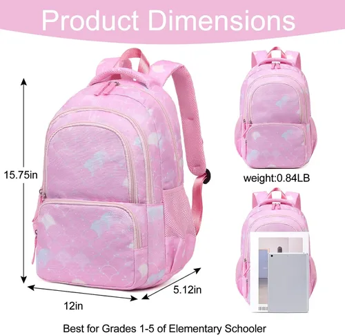 Miniatura 4 de CLUCI Mochila infantil para niños y niñas, mochila para preescolar con correa ajustable, 12L, 04-rosa, Classic