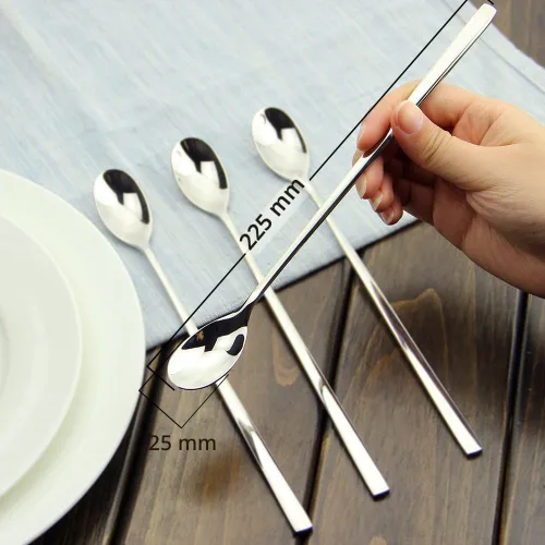 Miniatura 3 de AOOSY Cuchara de Mango Largo, Agitadores de Café, Cuchara de Té Helado de 9 Pulgadas, Cucharadita de Acero Inoxidable 18/10 Premium para Leche