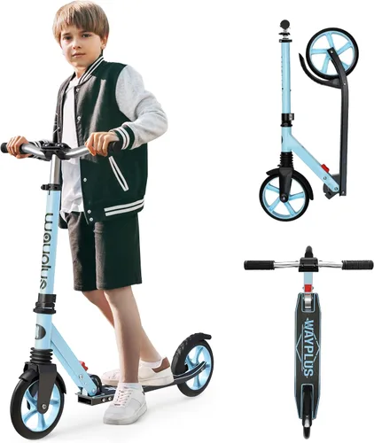 WAYPLUS KS1 Kick Scooter para mayores de 6 años, niños, adolescentes y adultos. Carga máxima de 240 libras. Plegable, ligero, ruedas grandes de 8