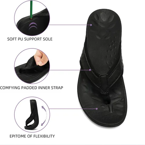 Miniatura 4 de MEGNYA Sandalias ortopédicas para mujer con soporte de arco, sandalias de verano para fascitis plantar para pies planos, cómodas pantuflas de espuma