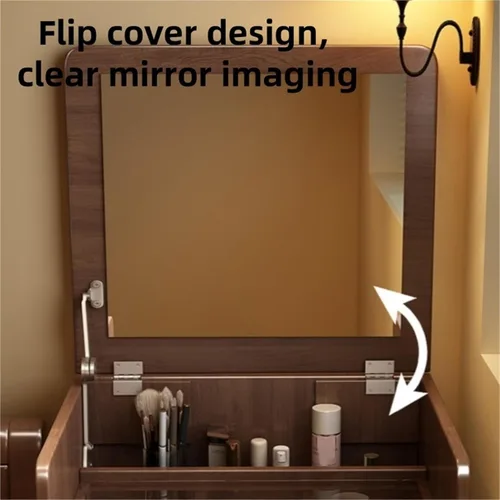 Miniatura 6 de Makeup Vanity with 3 Drawer and Storage Stool Vanity Dressing Table with Flip Top Dressing Desk Set with Mirror and Jewelry Organizer for
