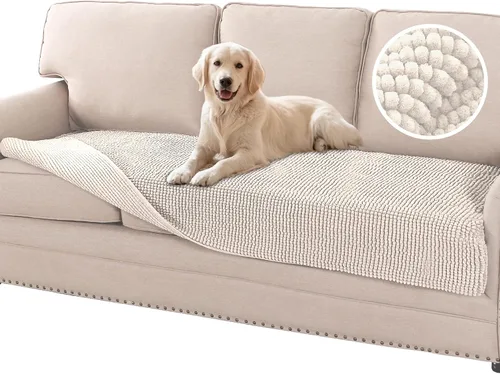 Miniatura 7 de Flamingo P Funda de cama de felpilla para perro, funda gruesa para sofá biplaza para perros, lavable, protector antideslizante para sofá de 2