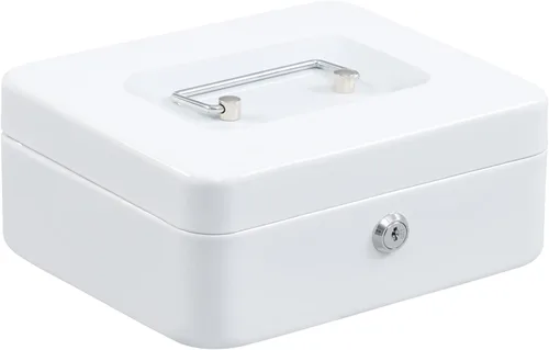 Miniatura 12 de xydled Caja fuerte grande de acero con cerradura con bandeja extraíble para monedas y cerradura de llave, 9.84"x 7.87"x 3.54" pulgadas, azul