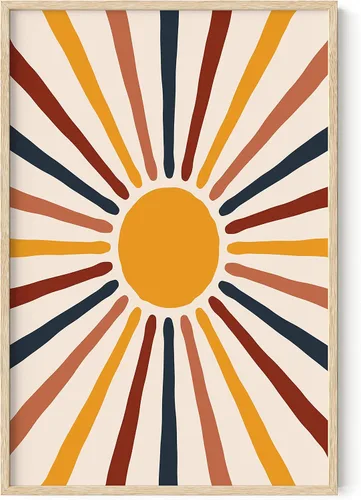 Miniatura 25 de HAUS AND HUES Arte de pared enmarcado bohemio – Decoración de pared del sol del suroeste, impresiones modernas geométricas contemporáneas de Sol