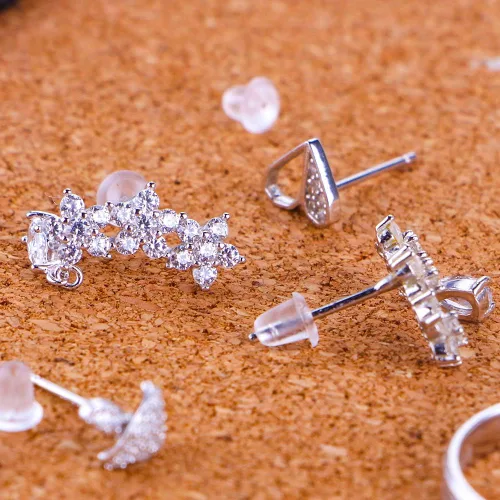 Miniatura 7 de Broches transparentes de silicón con acoplamiento de seguridad para aretes, 1000
