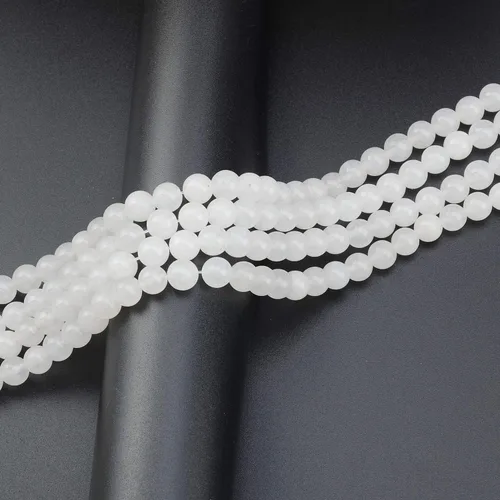 Miniatura 5 de LPBeads 100 piezas de cuentas sueltas de jade blanco natural pulido de 8 mm y redondo con cordón elástico para hacer joyas y pulseras Jade blanco