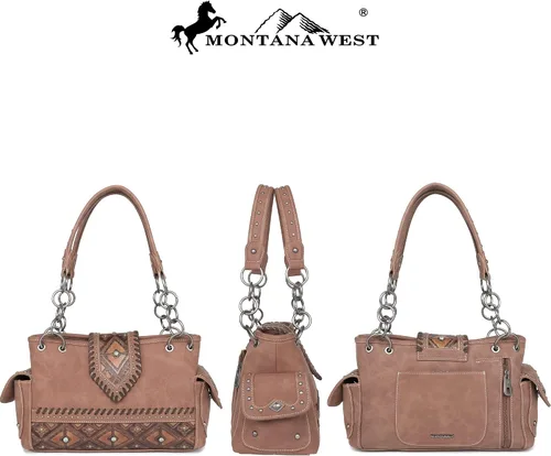 Miniatura 2 de Montana West Western Tote Bag for Women Concealed Carry Shoulder Handbag Tooling Purse with Wallet