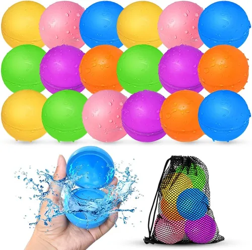 Miniatura 7 de Globos de agua reutilizables, bolas de agua para salpicar, bola de agua magnética para juegos al aire libre, fiesta de verano (8 unidades)