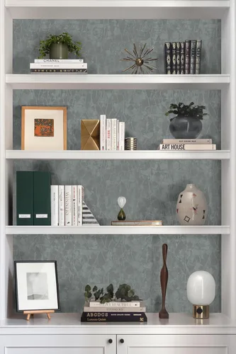 Miniatura 5 de Yasinet Papel tapiz removible para despegar y pegar, moderno, color gris y verde en relieve, grueso autoadhesivo texturizado papel de contacto