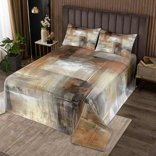 Miniatura 11 de Erosebridal Juego de edredón de teñido anudado marrón, juego de colcha verde degradado para niños, juego de ropa de cama abstracta grunge acuarela