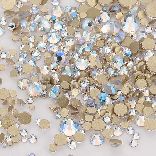 Miniatura 20 de Dowarm 2650 diamantes de imitación de cristal con parte trasera plana, 6 tamaños de 0.059 in a 0.256 in, cristales de parte trasera plana